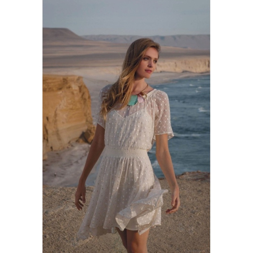 Leifnotes Anthropologie Dot Gleam Sequin Mesh Handkerchief Hem Tulle Dress 4